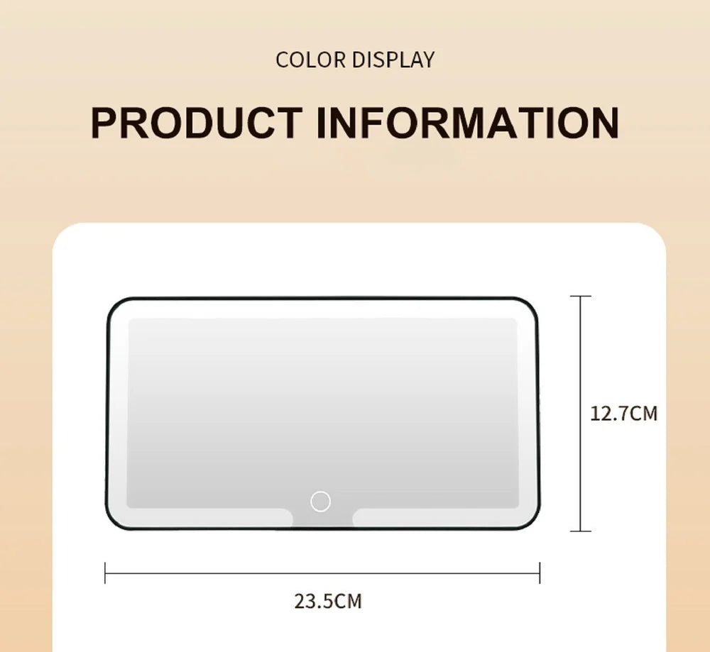 Portable LED Car Makeup Mirror with Adjustable Lights