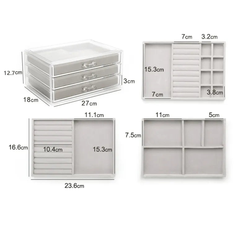 3-Layer Jewelry Organizer Compartments