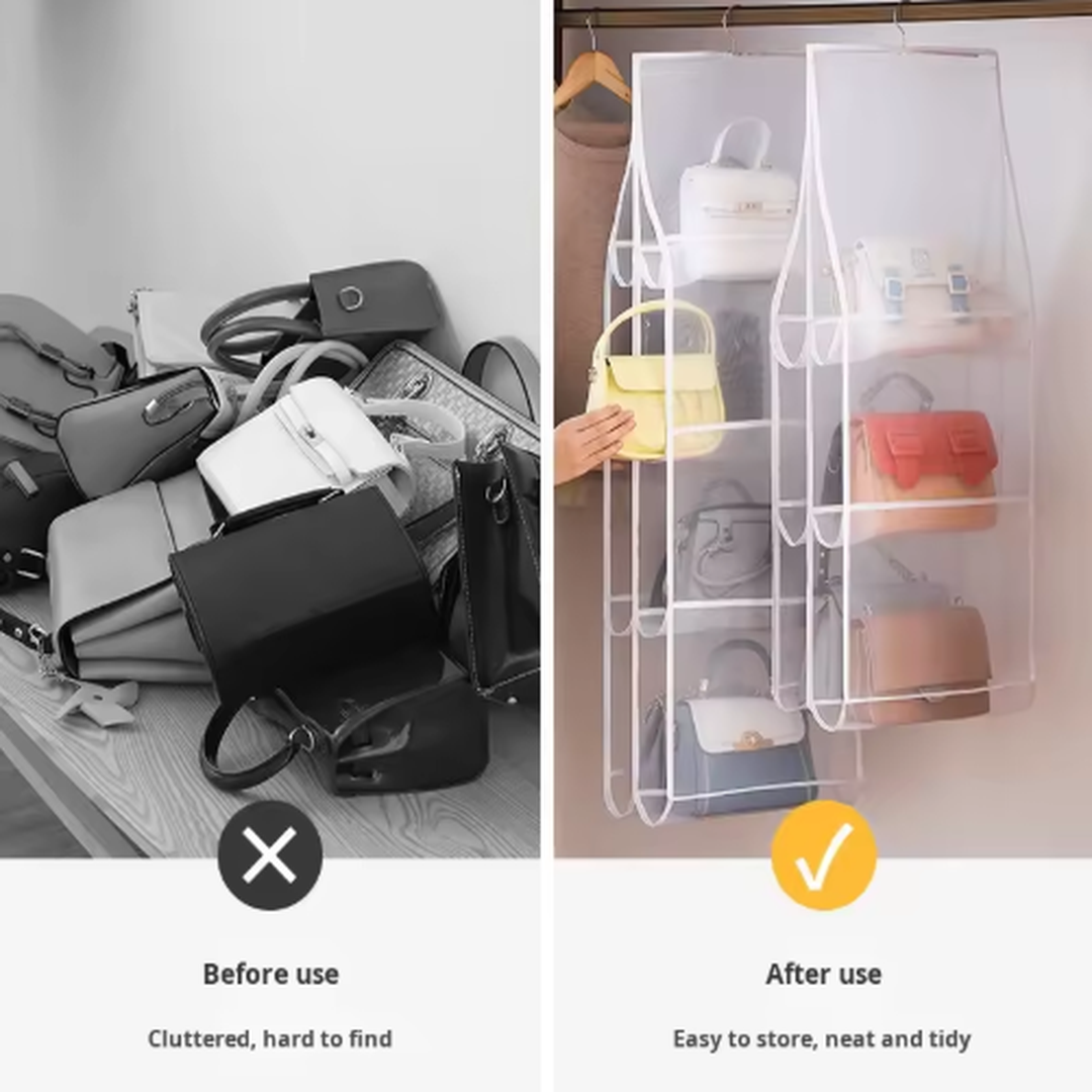 Premium Hanging Purse Organizer with Transparent Pockets