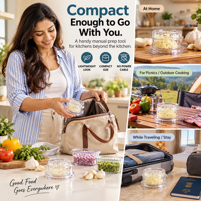 Mini Manual Garlic Chopper – Easy Press & Rotate Vegetable Cutter