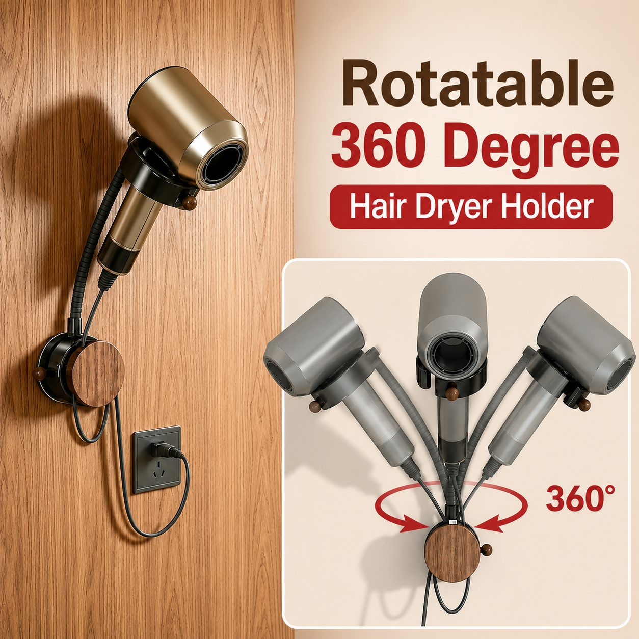 Rotatable 360 Degree Hair Dryer Holder