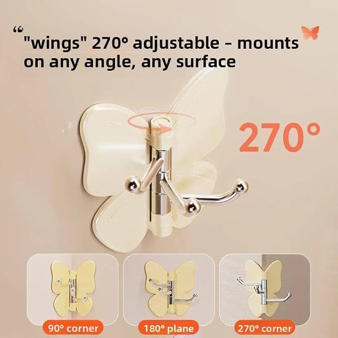 Rotating Butterfly Hooks Strong Adhesive Wall Organizer
