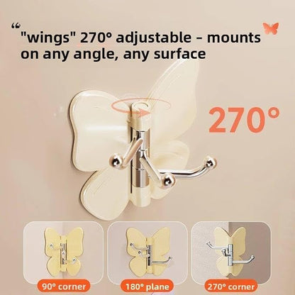 Rotating Butterfly Hooks Strong Adhesive Wall Organizer