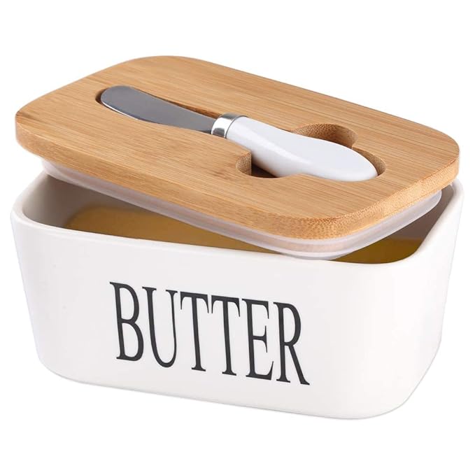 Ceramic Butter Dish With Lid And Knife