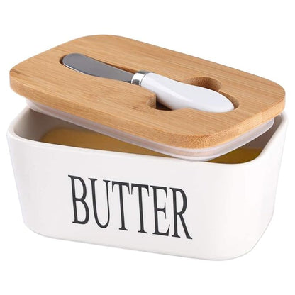 Ceramic Butter Dish With Lid And Knife