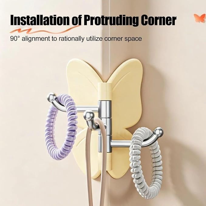 Rotating Butterfly Hooks Strong Adhesive Wall Organizer