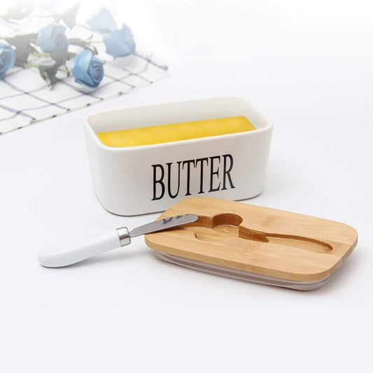 Ceramic Butter Dish With Lid And Knife