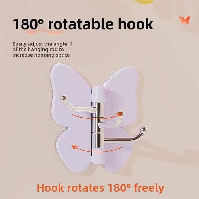 Rotating Butterfly Hooks Strong Adhesive Wall Organizer