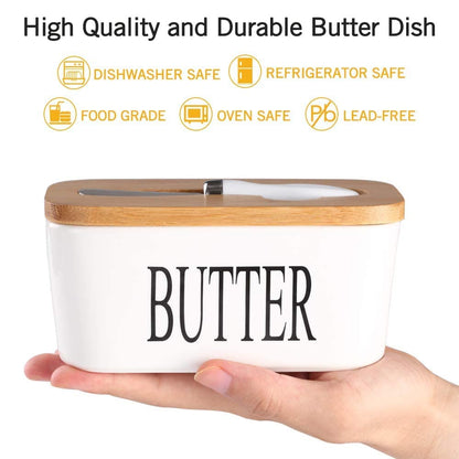 Ceramic Butter Dish With Lid And Knife