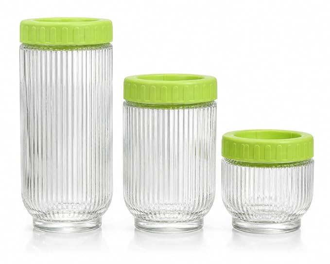 Airtight Ribbed Glass Jar