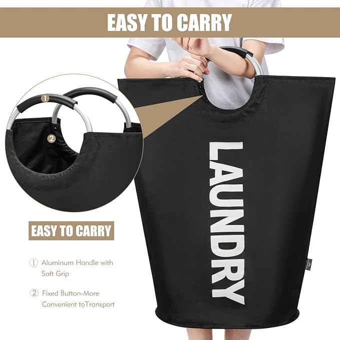 Foldable Laundry Basket with Aluminum Handles