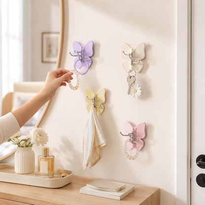 Rotating Butterfly Hooks Strong Adhesive Wall Organizer