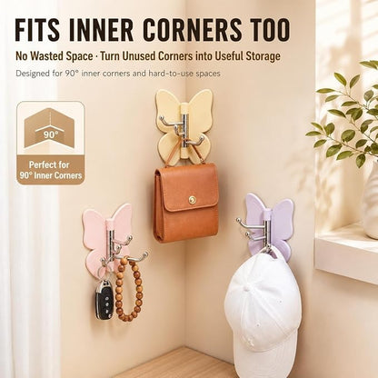 Rotating Butterfly Hooks Strong Adhesive Wall Organizer