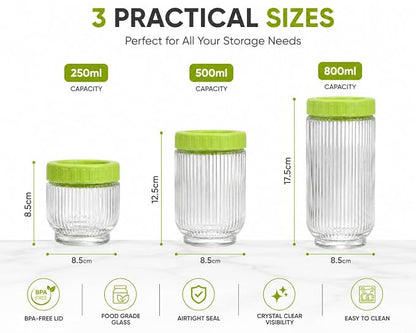 Airtight Ribbed Glass Jar