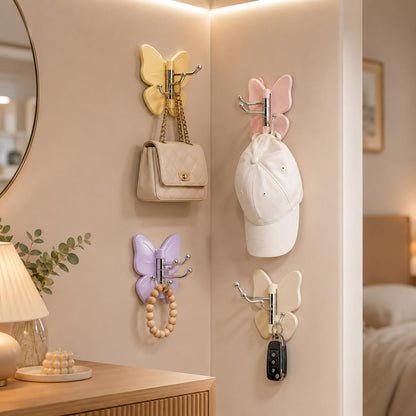 Rotating Butterfly Hooks Strong Adhesive Wall Organizer