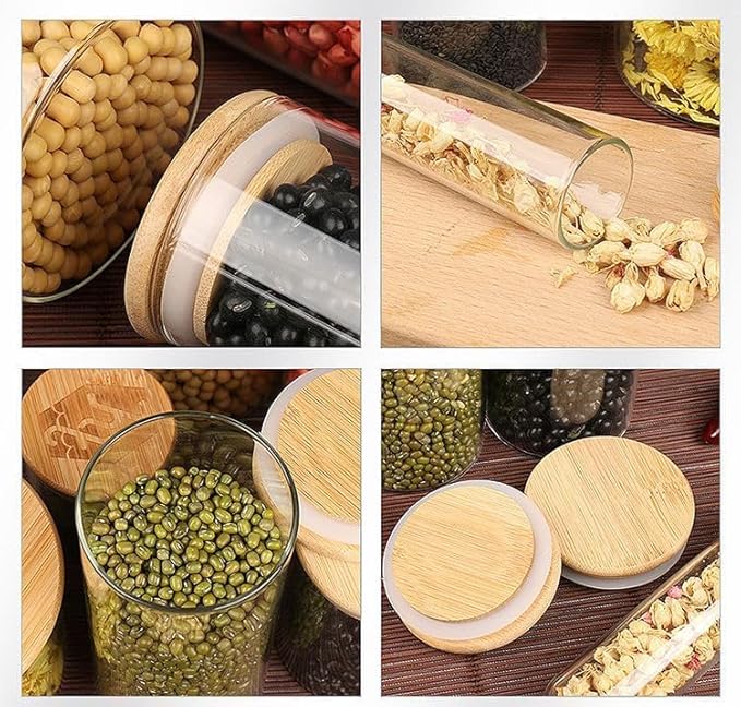 Glass Storage Jars with Bamboo Lids