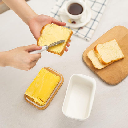 Ceramic Butter Dish With Lid And Knife