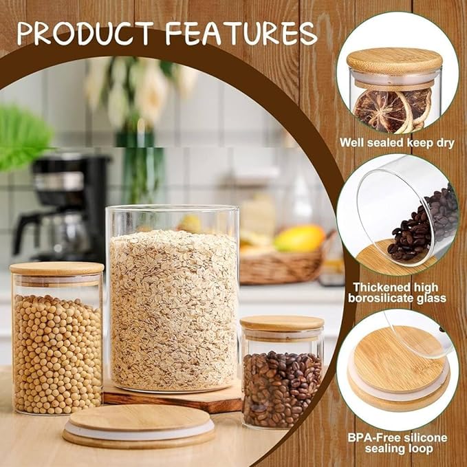 Glass Storage Jars with Bamboo Lids
