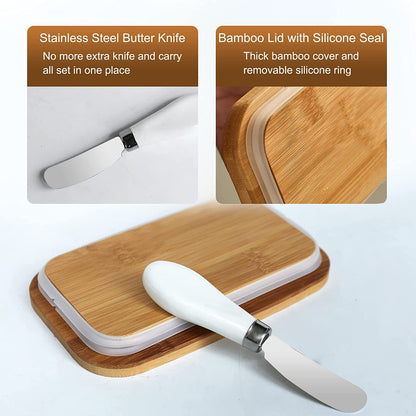Ceramic Butter Dish With Lid And Knife