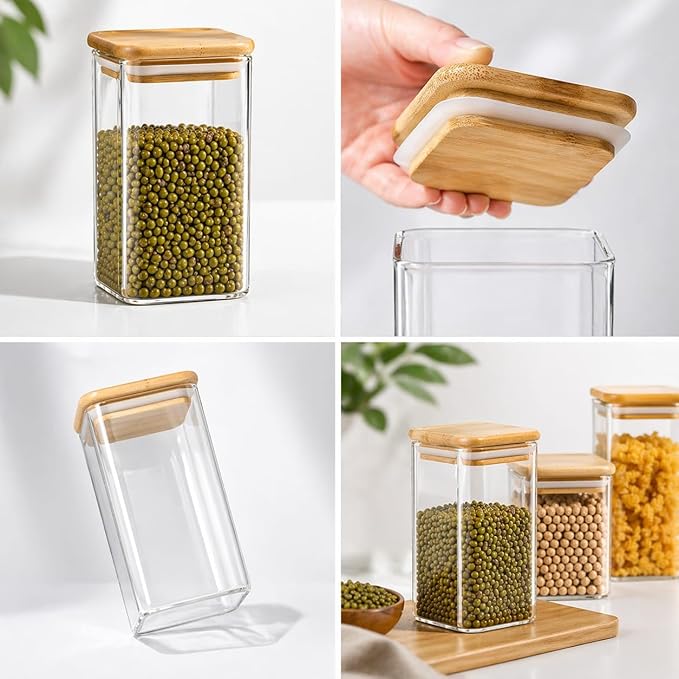 Premium Borosilicate Glass Spice Jar with Bamboo Lid – 270 ml