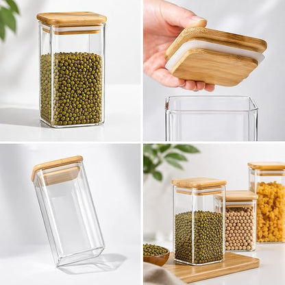 Premium Borosilicate Glass Spice Jar with Bamboo Lid – 270 ml
