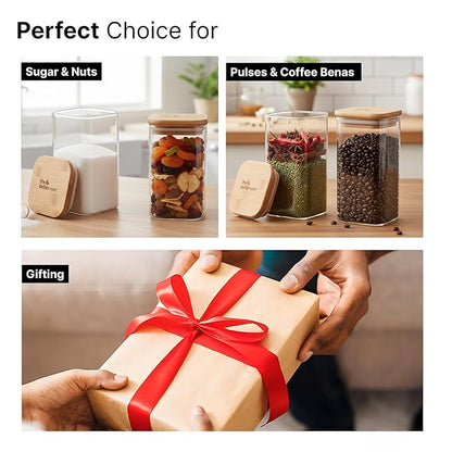 Premium Borosilicate Glass Spice Jar with Bamboo Lid – 270 ml