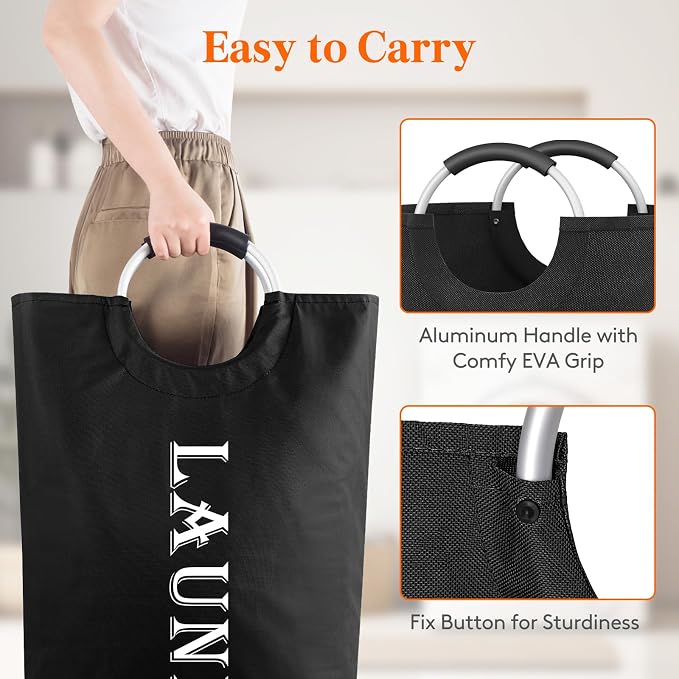 Foldable Laundry Basket with Aluminum Handles