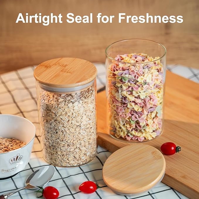 Glass Storage Jars with Bamboo Lids
