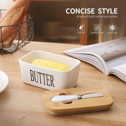 Ceramic Butter Dish With Lid And Knife