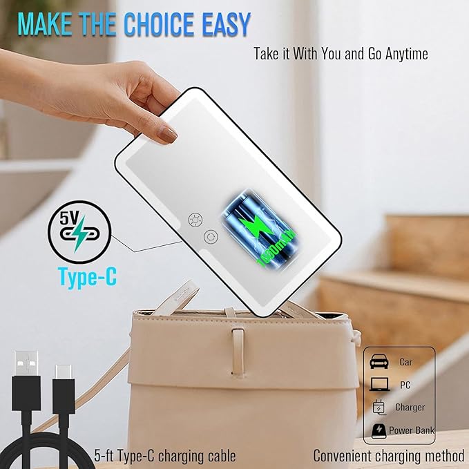 Portable LED Car Makeup Mirror with Adjustable Lights