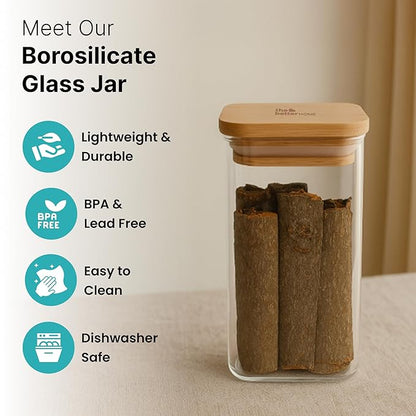 Premium Borosilicate Glass Spice Jar with Bamboo Lid – 270 ml