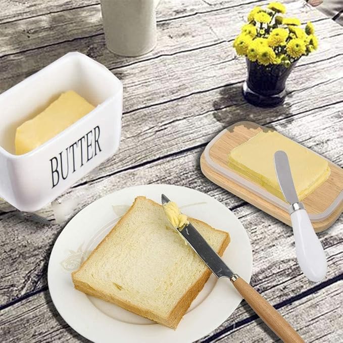 Ceramic Butter Dish With Lid And Knife
