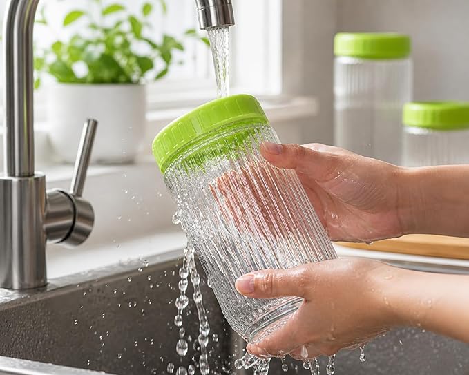 Airtight Ribbed Glass Jar