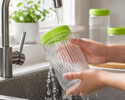Airtight Ribbed Glass Jar