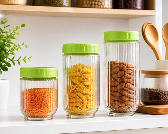 Airtight Ribbed Glass Jar
