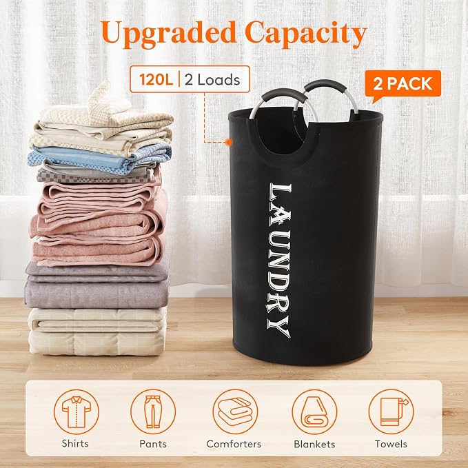 Foldable Laundry Basket with Aluminum Handles