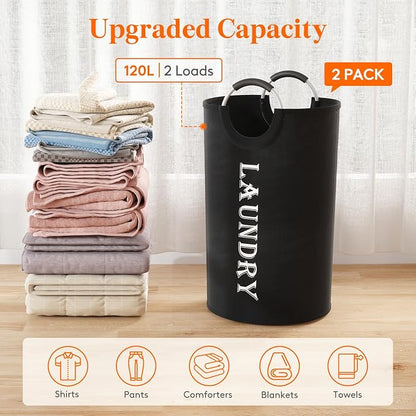 Foldable Laundry Basket with Aluminum Handles