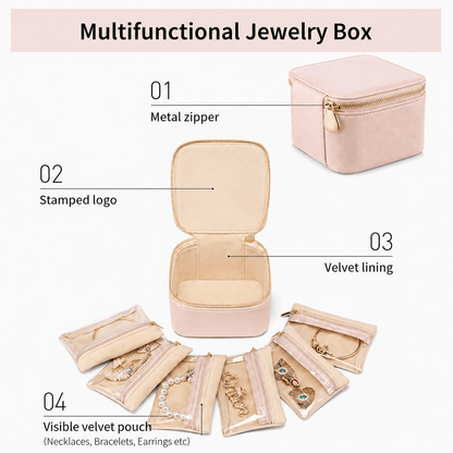 Travel Jewellery Organizer with 6 Zipper Pouches
