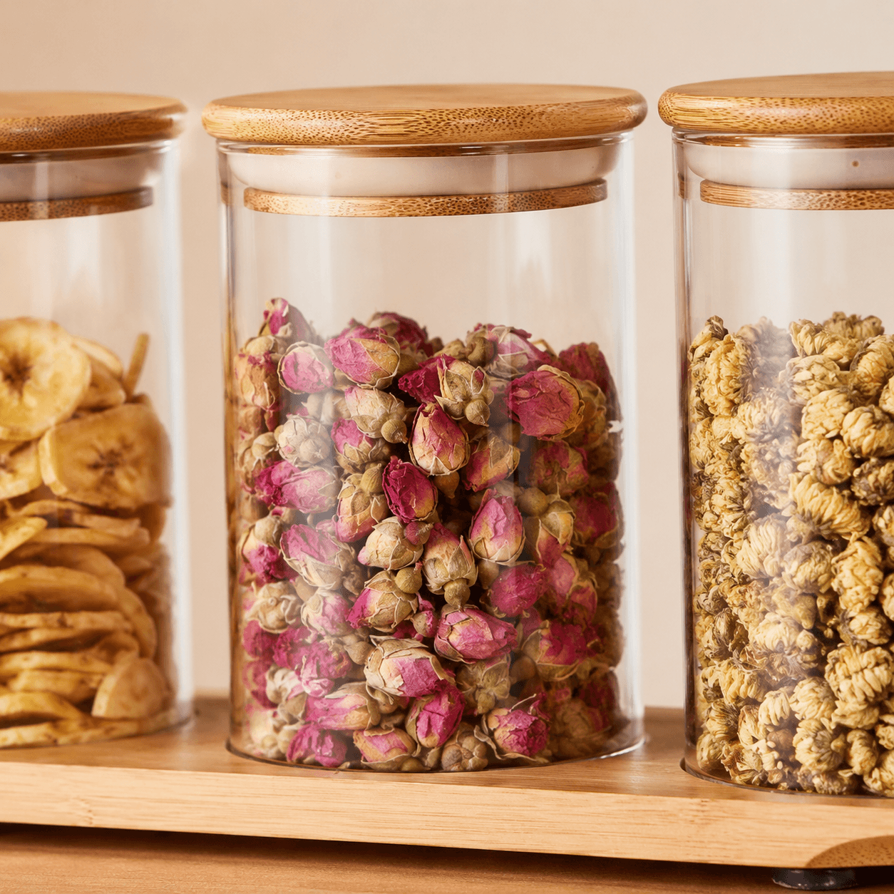 Glass Storage Jars with Bamboo Lids