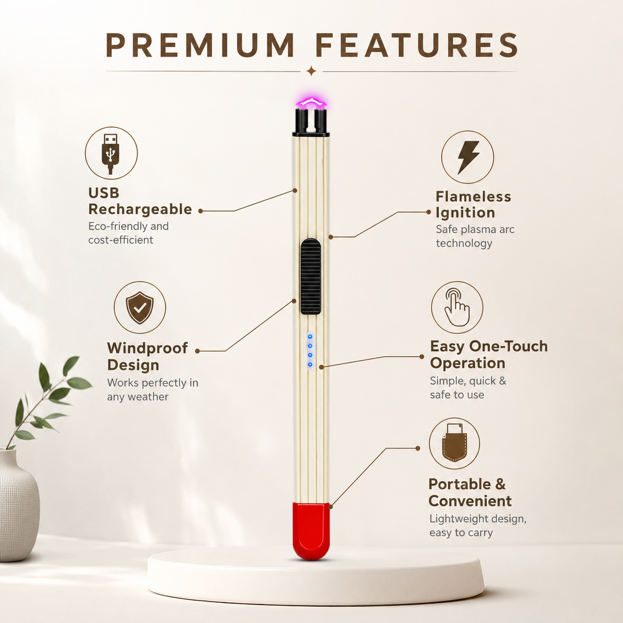 Rechargeable Electric Flameless Windproof Lighter.