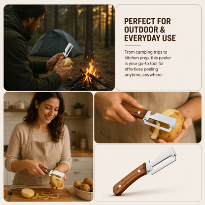 3-in-1 Multifunctional Peeler Knife with Bottle Opener & Wooden Handle