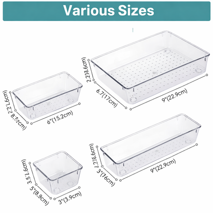 Clear Transparent Drawer Storage Organizer Tray
