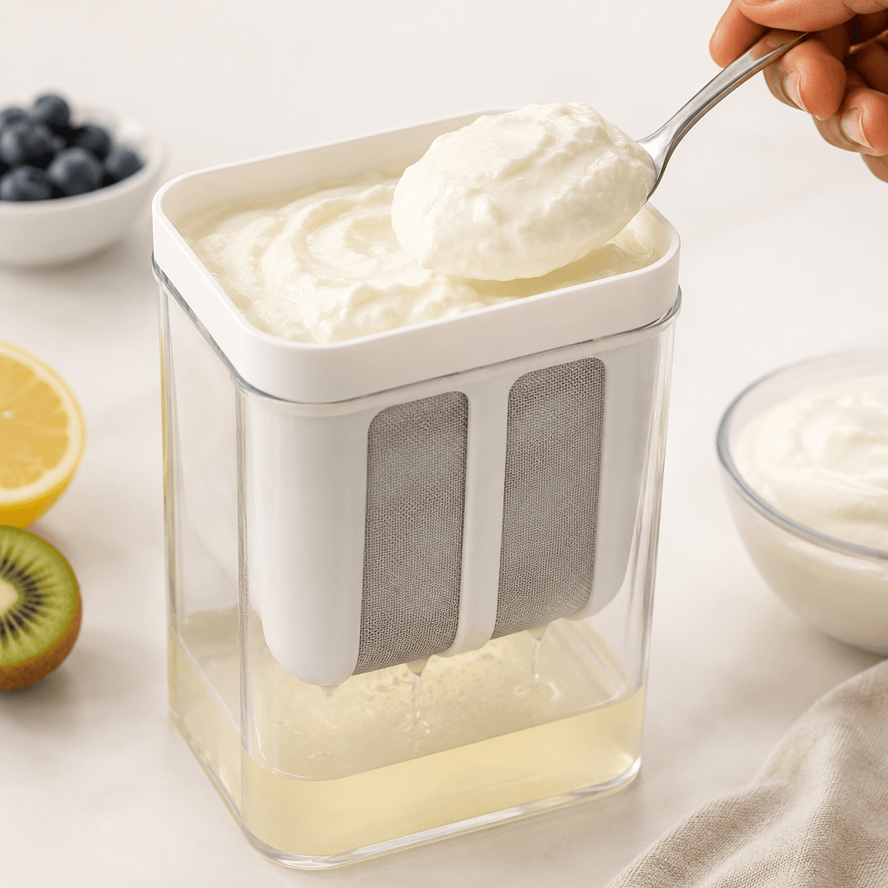 Greek Yogurt Strainer Container for Thick Homemade Yogurt