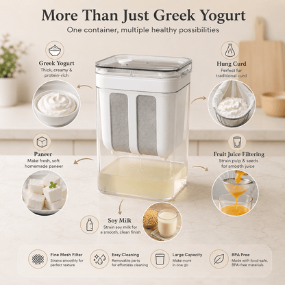 Greek Yogurt Strainer Container for Thick Homemade Yogurt