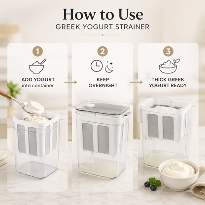 Greek Yogurt Strainer Container for Thick Homemade Yogurt