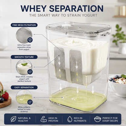 Greek Yogurt Strainer Container for Thick Homemade Yogurt