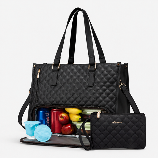 2-in-1 Women's Tote Bag - Laptop + Lunch, One Elegant Bag
