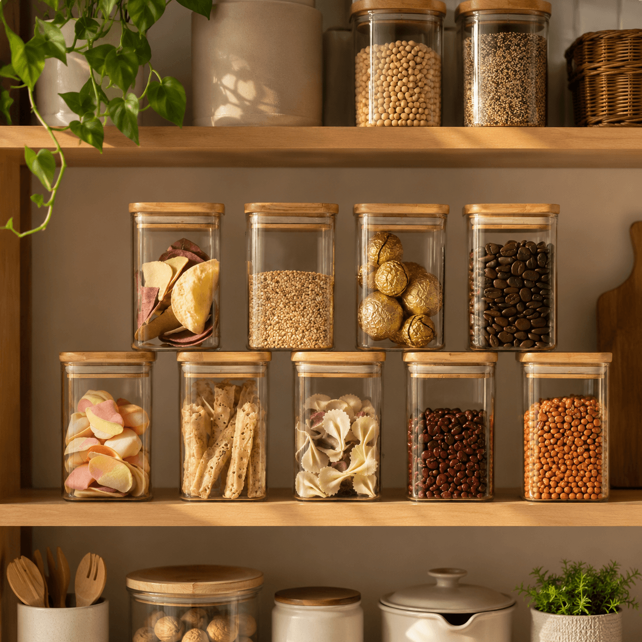 Premium Borosilicate Glass Spice Jar with Bamboo Lid – 270 ml