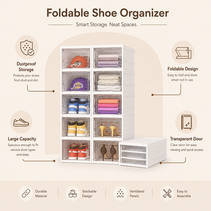 Multi-Layer Foldable Shoe Organizer – Adjustable Shoe Rack
