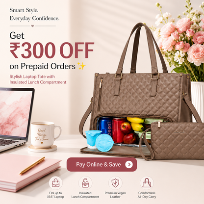 2-in-1 Women's Tote Bag - Laptop + Lunch, One Elegant Bag